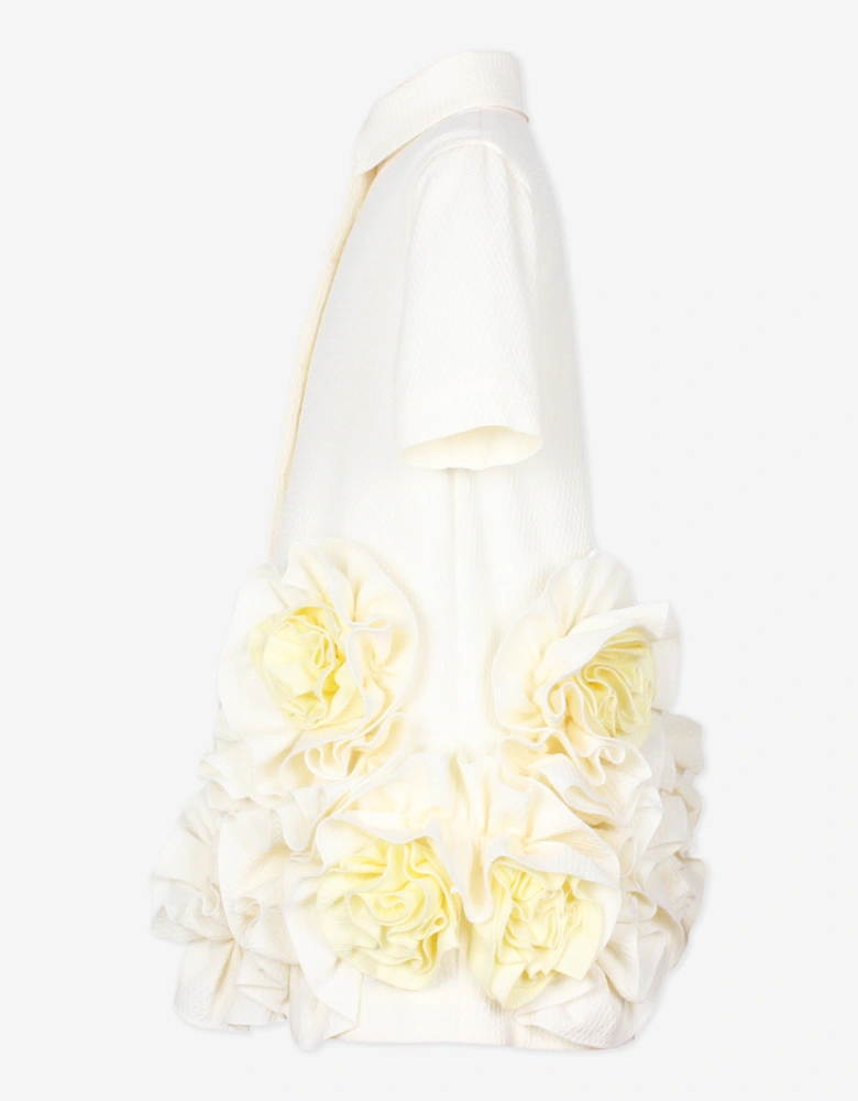 Girls Dream On Frilly Flower Dress in Ivory