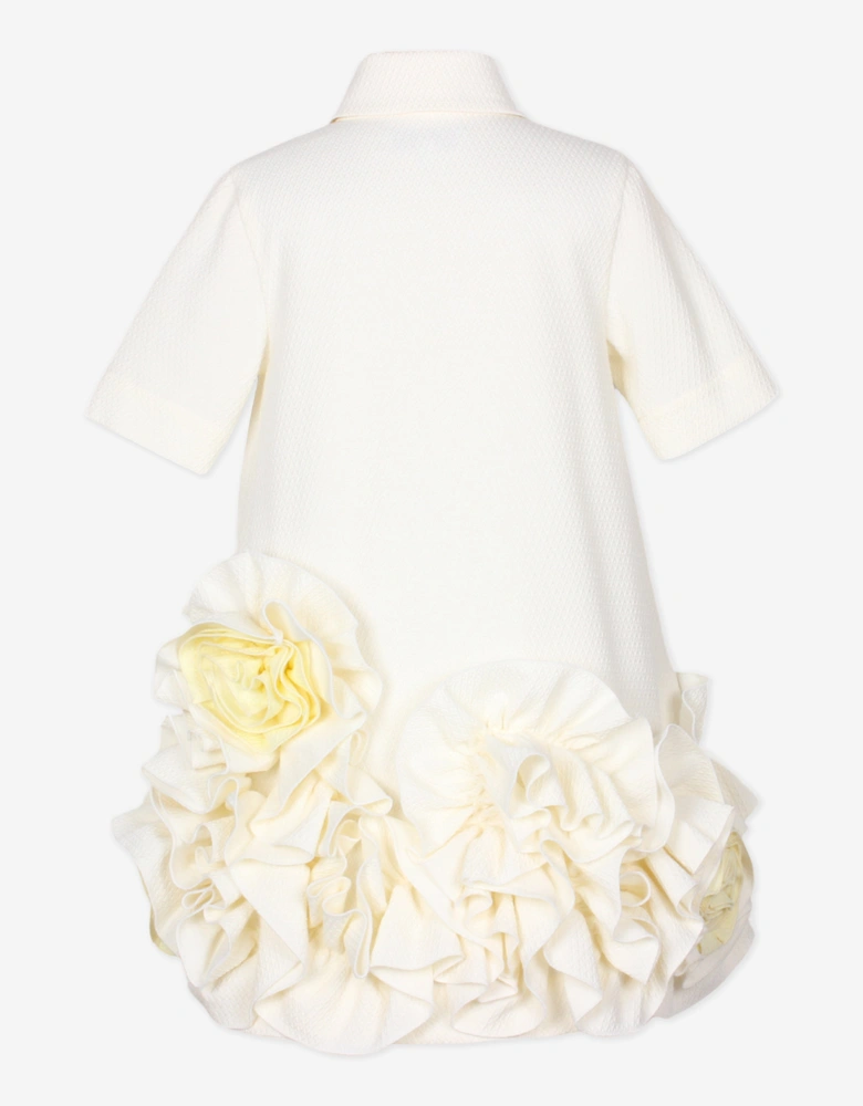 Girls Dream On Frilly Flower Dress in Ivory