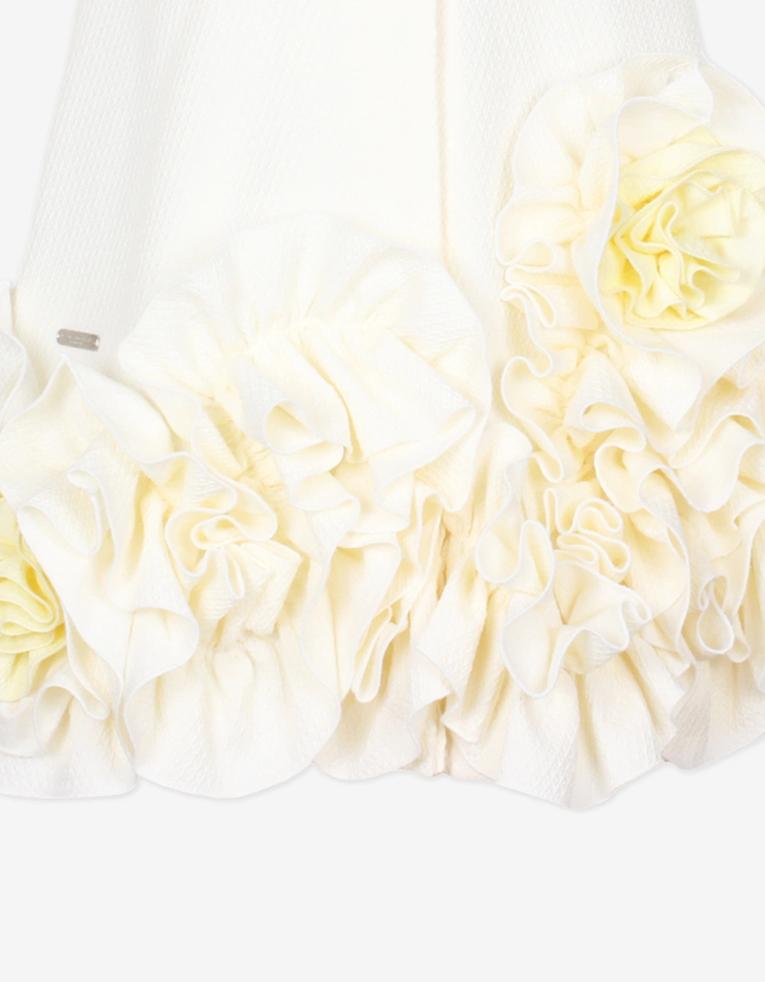 Girls Dream On Frilly Flower Dress in Ivory