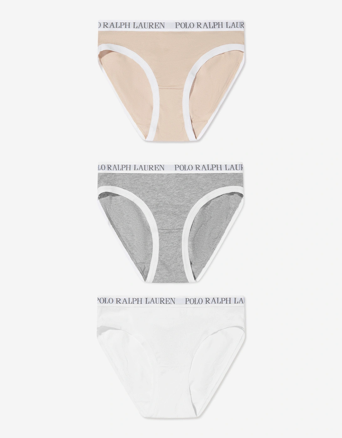 Ralph Lauren Girls Grey 'S Solid 3 Pack Bikini Knickers Set In  Size 13 Kids
