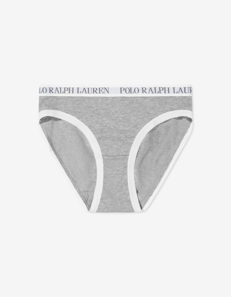Girls Solid 3 Pack Bikini Knickers Set in Grey