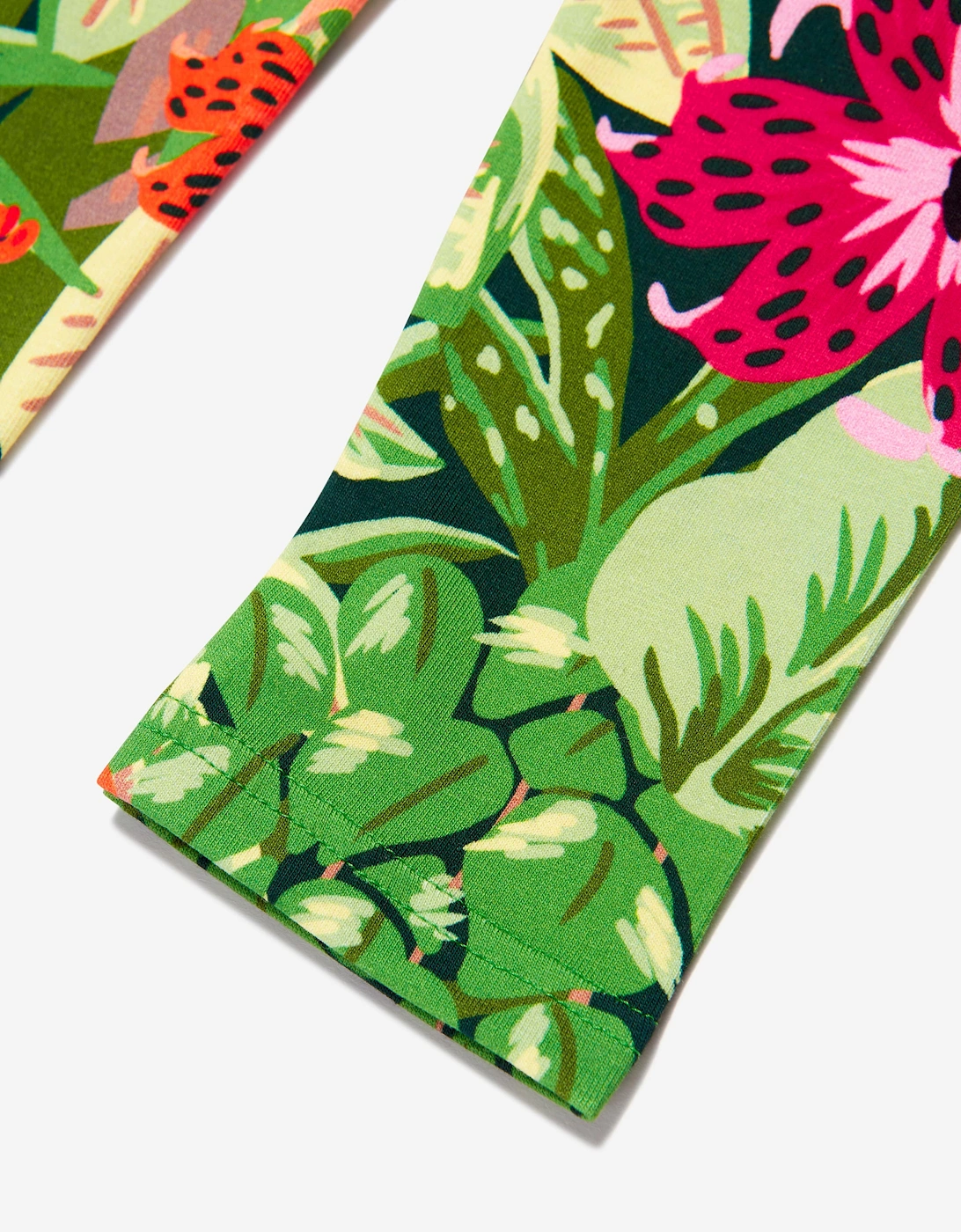 Girls Tropical Print Leggings in Green