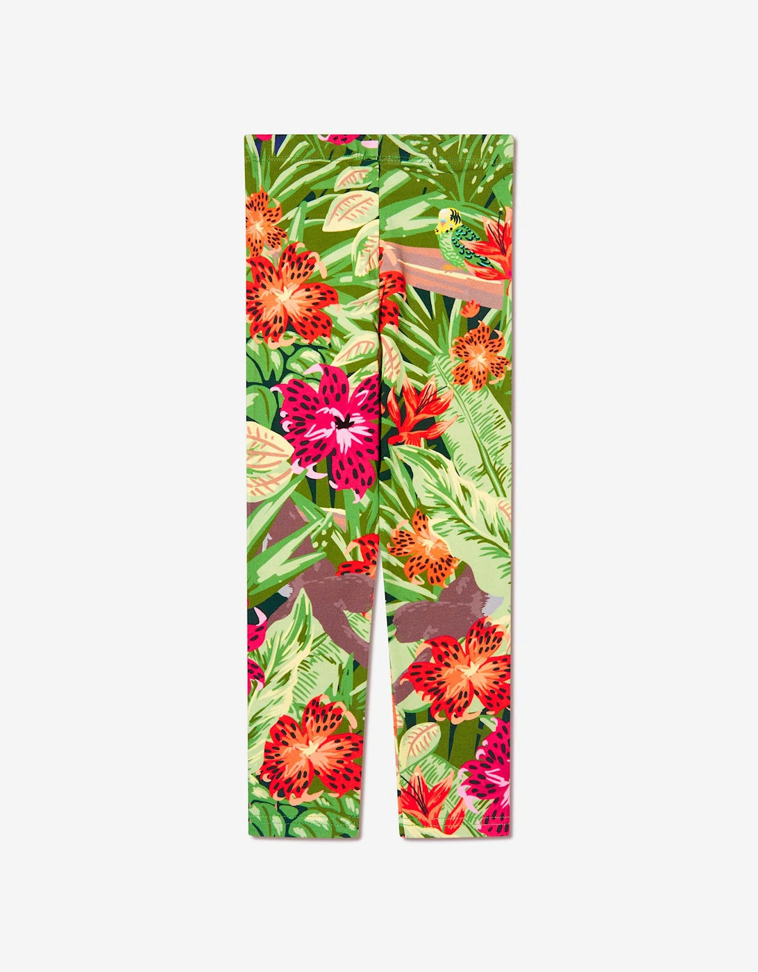 Girls Tropical Print Leggings in Green