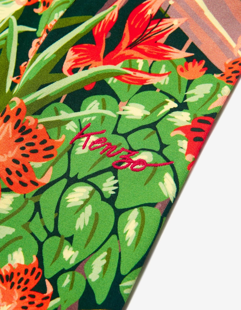 Girls Tropical Print Leggings in Green