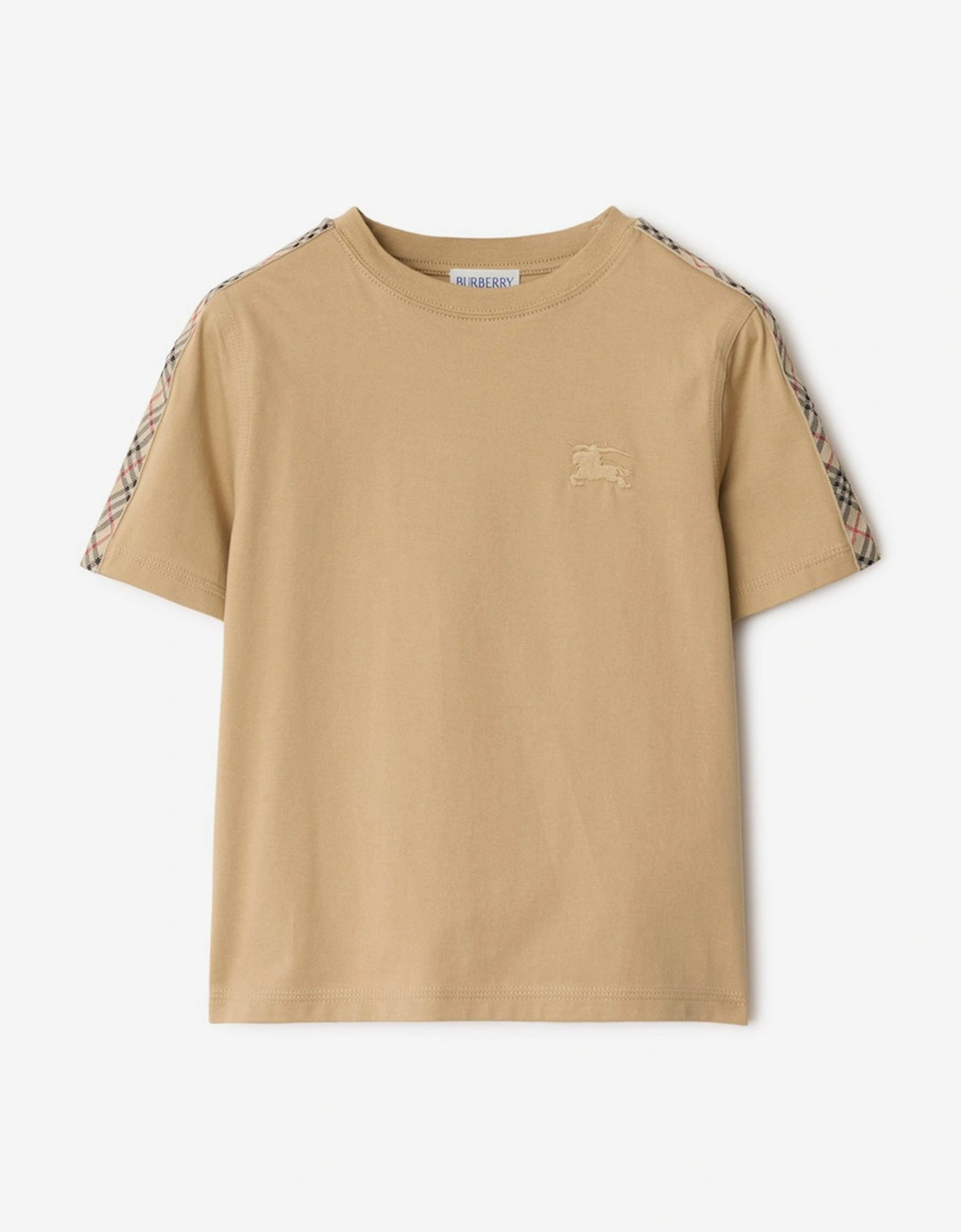 Boys Cedar Check Tape T-Shirt in Beige, 5 of 4