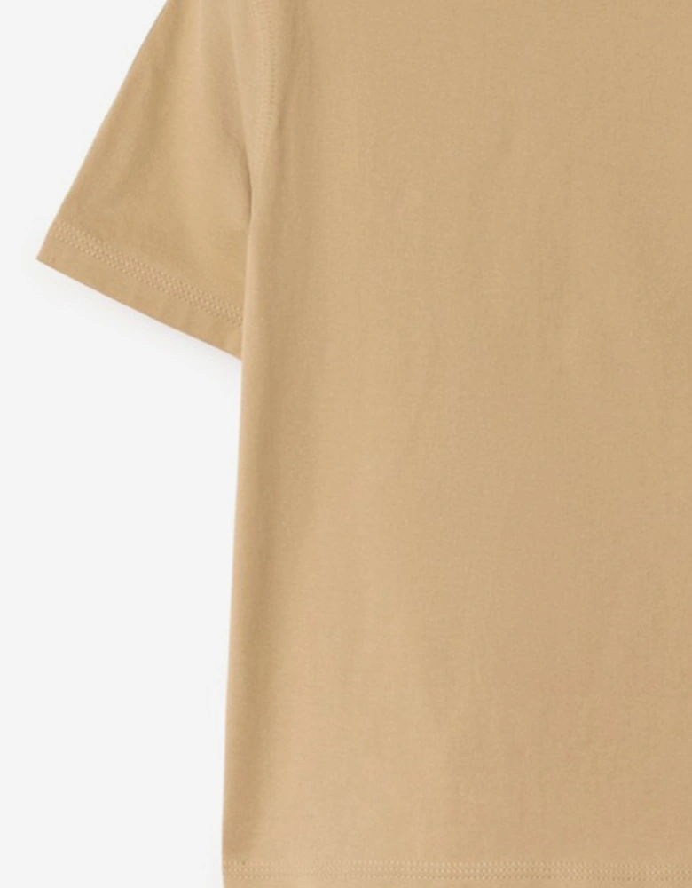 Boys Cedar Check Tape T-Shirt in Beige