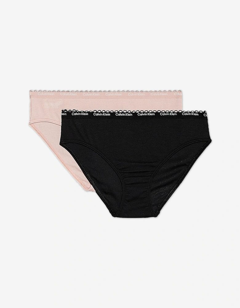 Girls 2 Pack Bikini Knickers Set in Multicolour