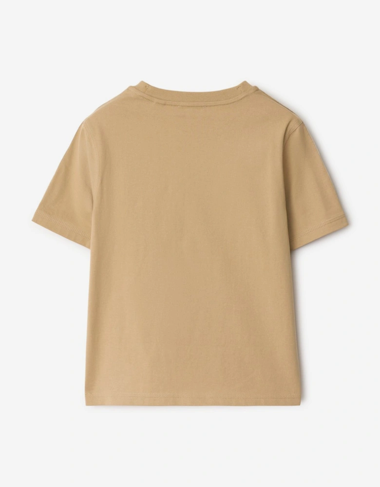 Boys Cedar Check Tape T-Shirt in Beige