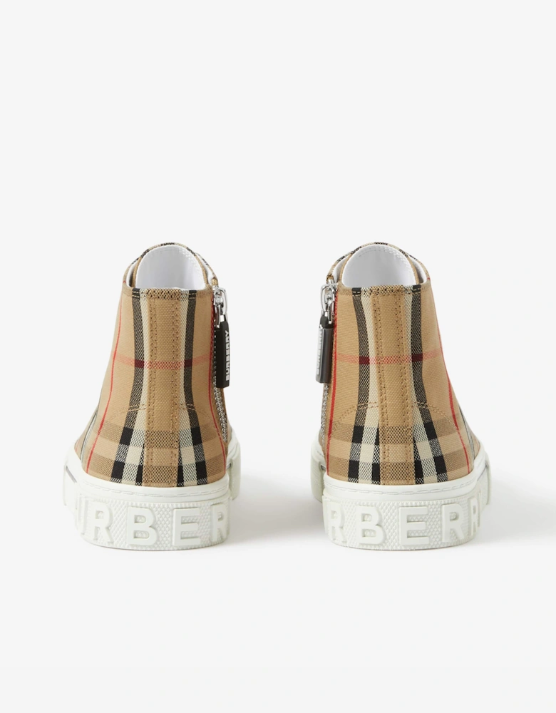 Kids New Mini Jack High Top Trainers in Beige