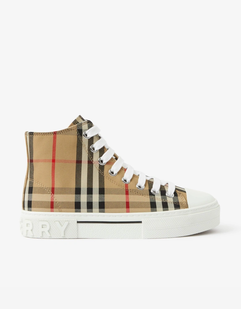 Kids New Mini Jack High Top Trainers in Beige