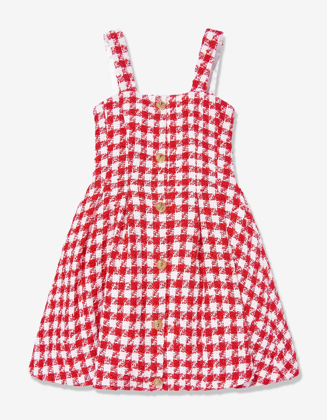 Girls Checked Tweed Dress in Red, 6 of 5