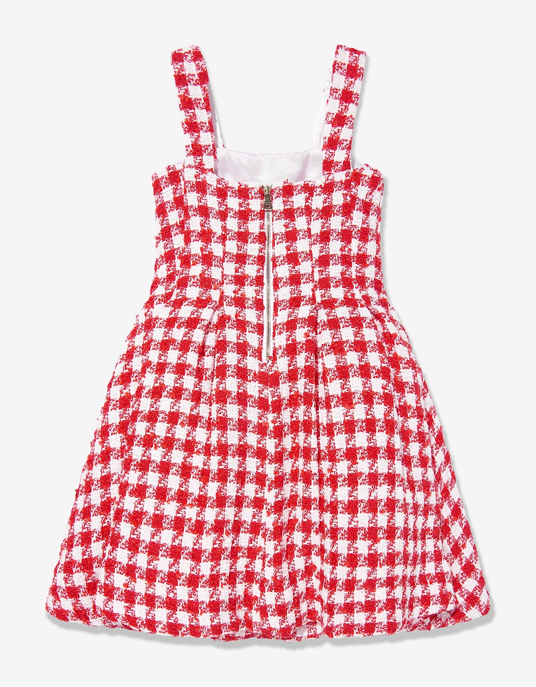 Girls Checked Tweed Dress in Red