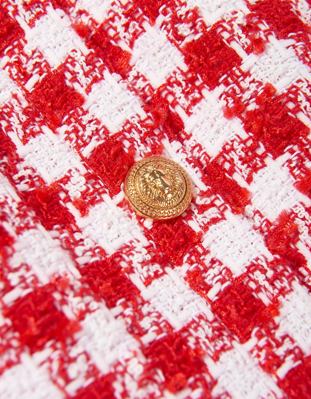 Girls Checked Tweed Dress in Red