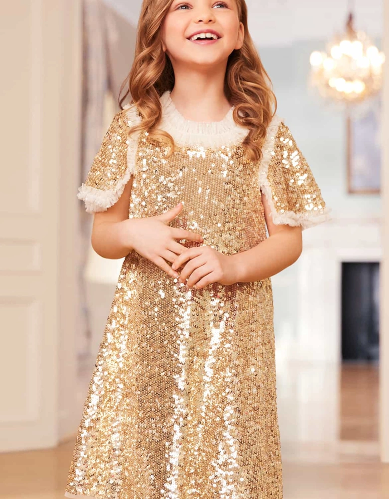 Girls Matilda Dress in Gold