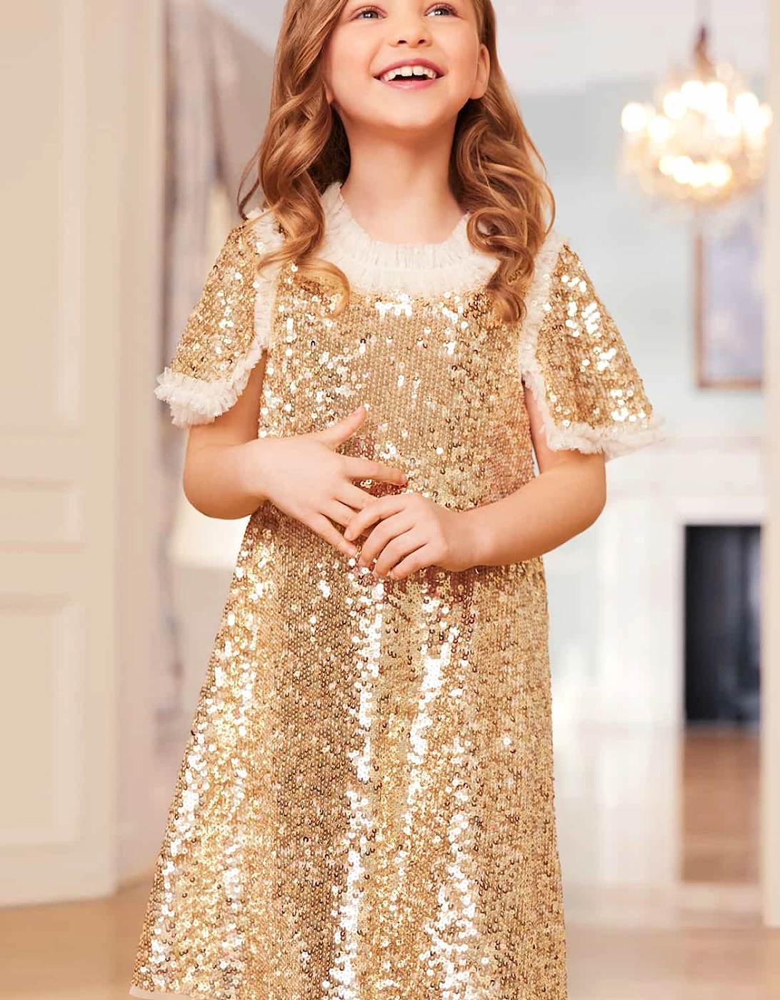 Girls Matilda Dress in Gold
