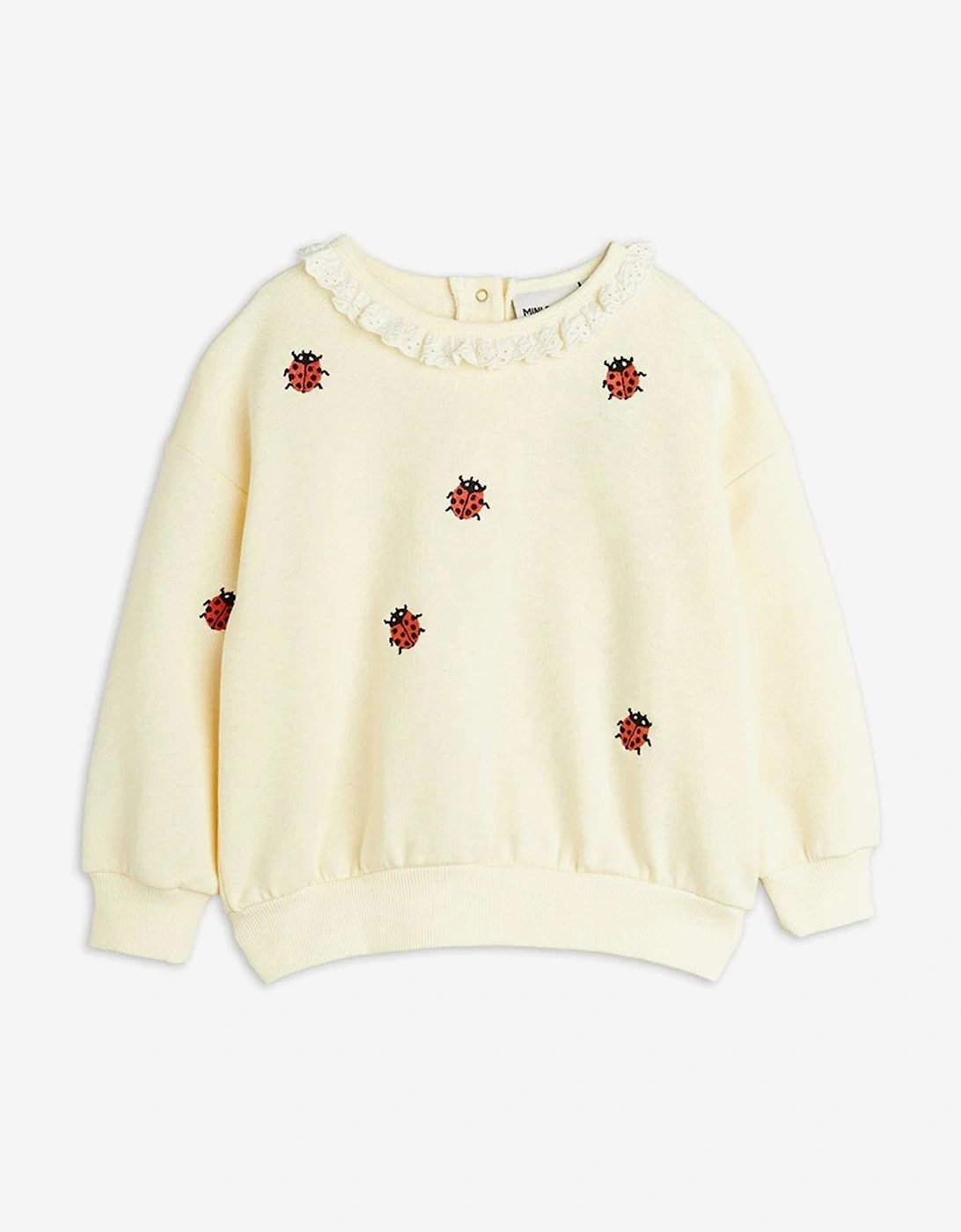 Girls Ladybugs Embroidered Lace Sweatshirt in Ivory, 5 of 4