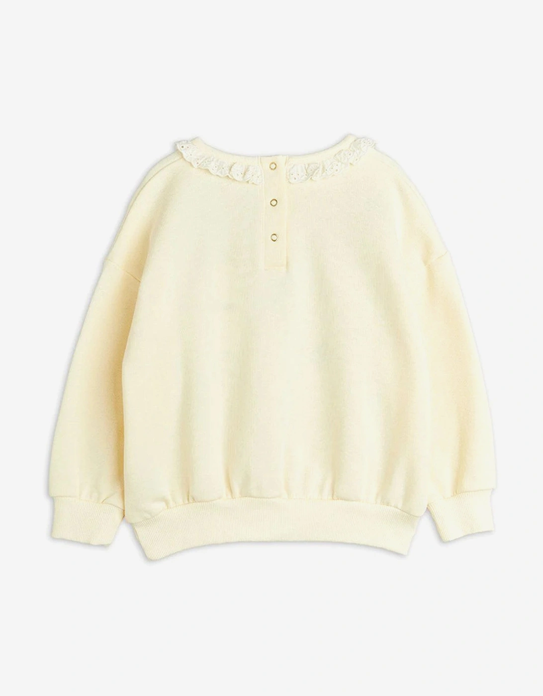 Girls Ladybugs Embroidered Lace Sweatshirt in Ivory