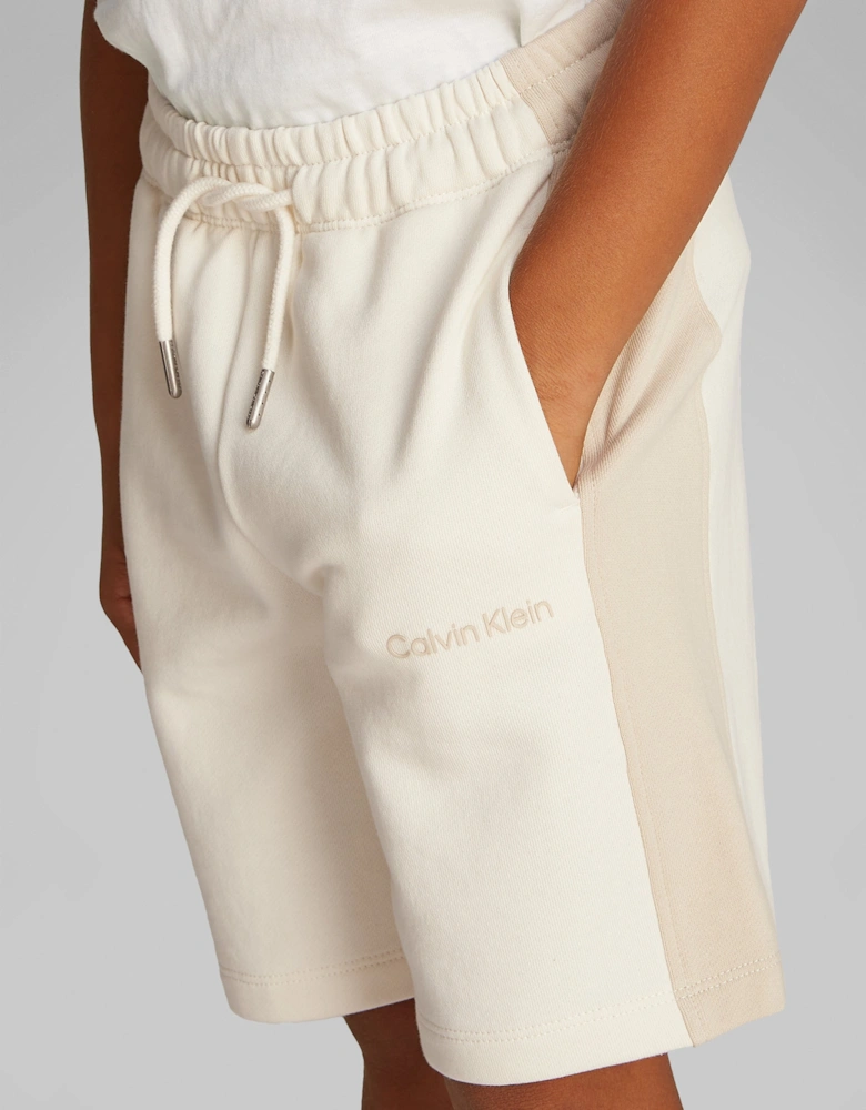 Boys Colourblock Relaxed Shorts in Ivory
