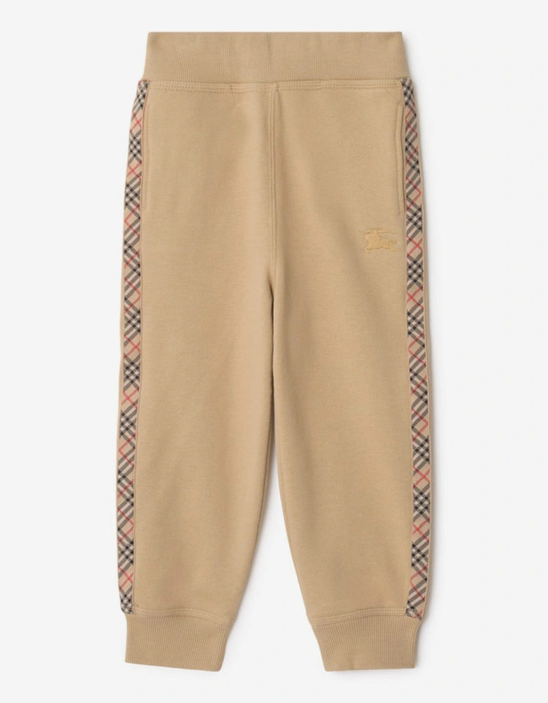 Boys Jackson Check Tape Joggers in Beige