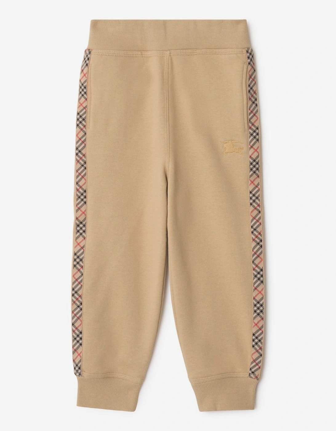 Boys Jackson Check Tape Joggers in Beige, 5 of 4