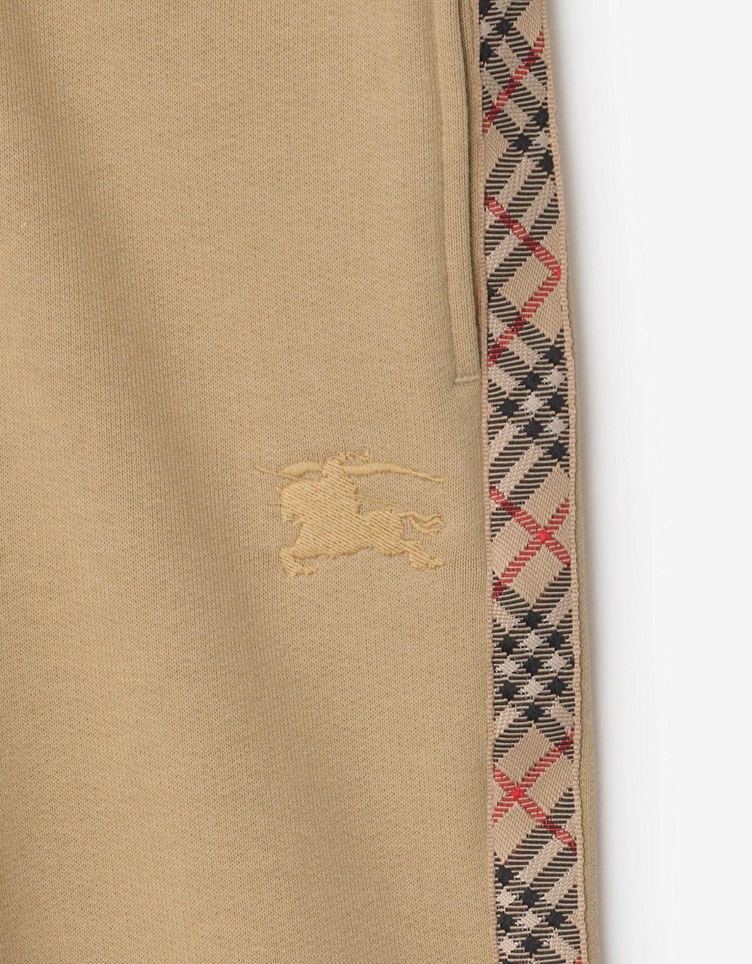 Boys Jackson Check Tape Joggers in Beige
