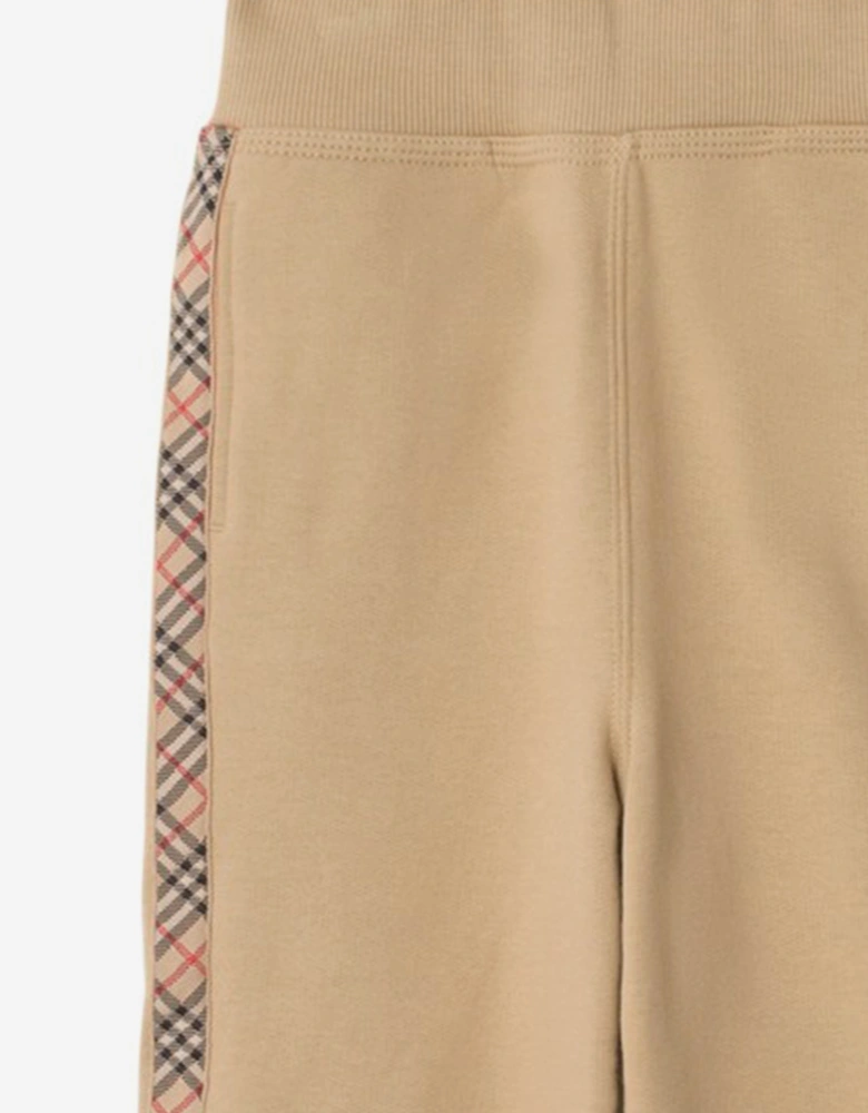 Boys Jackson Check Tape Joggers in Beige