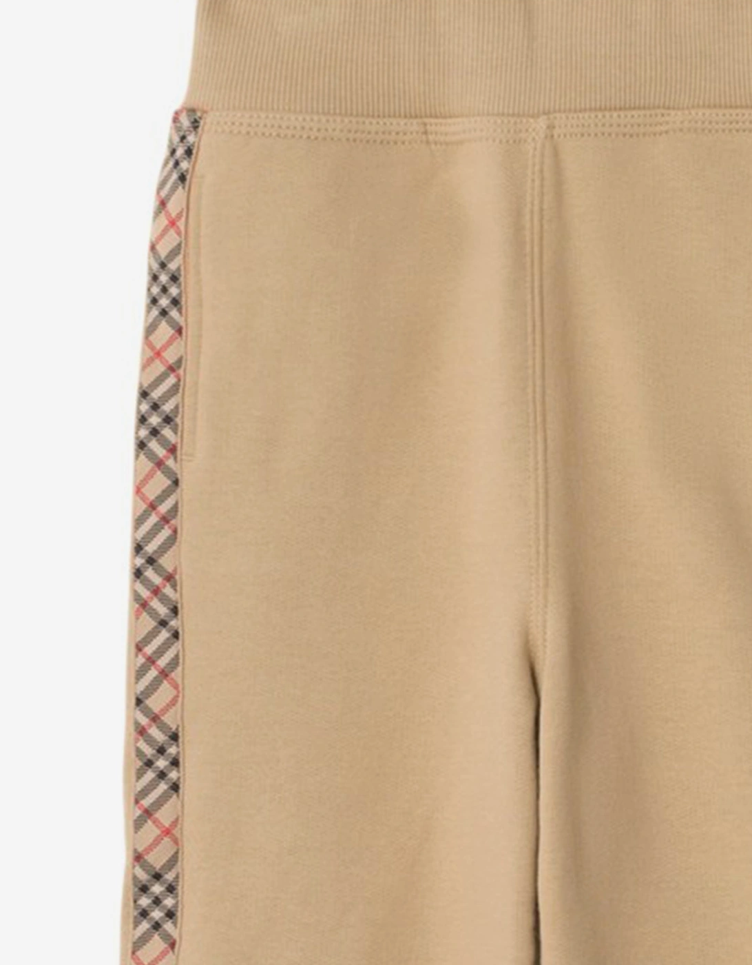 Boys Jackson Check Tape Joggers in Beige