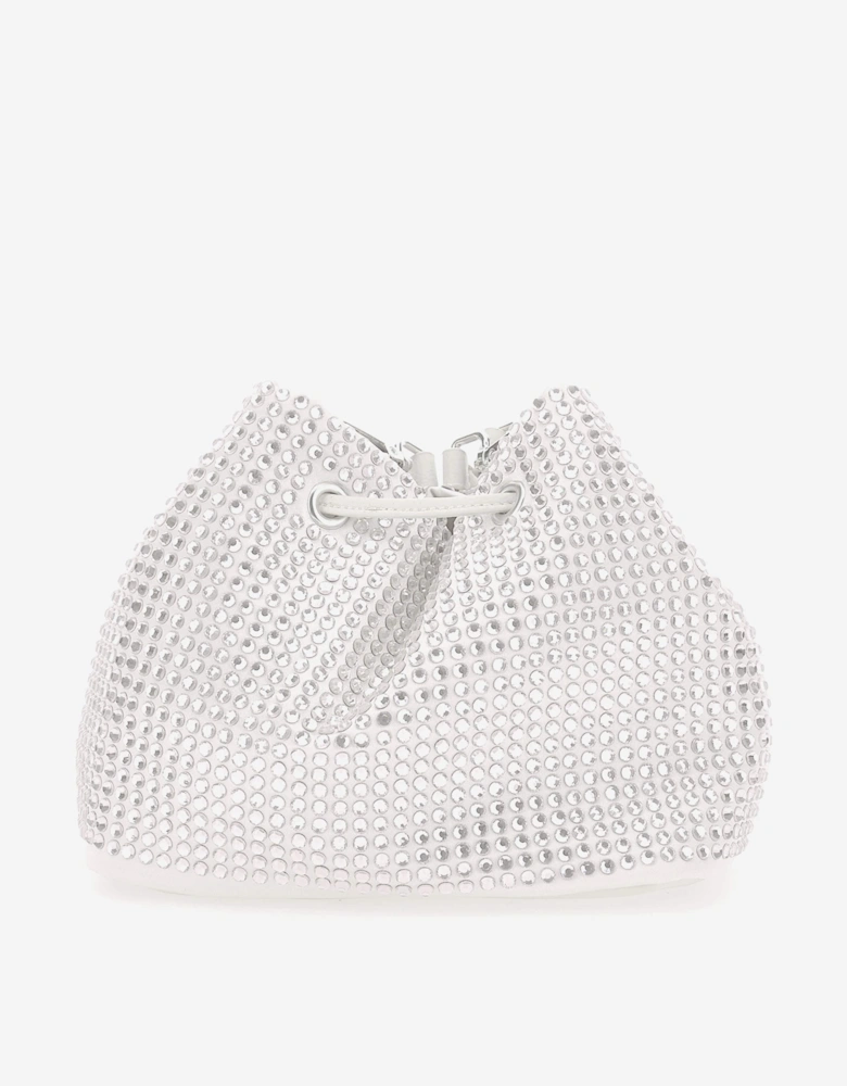 Girls Diamante Bucket Bag in Silver (19cm)