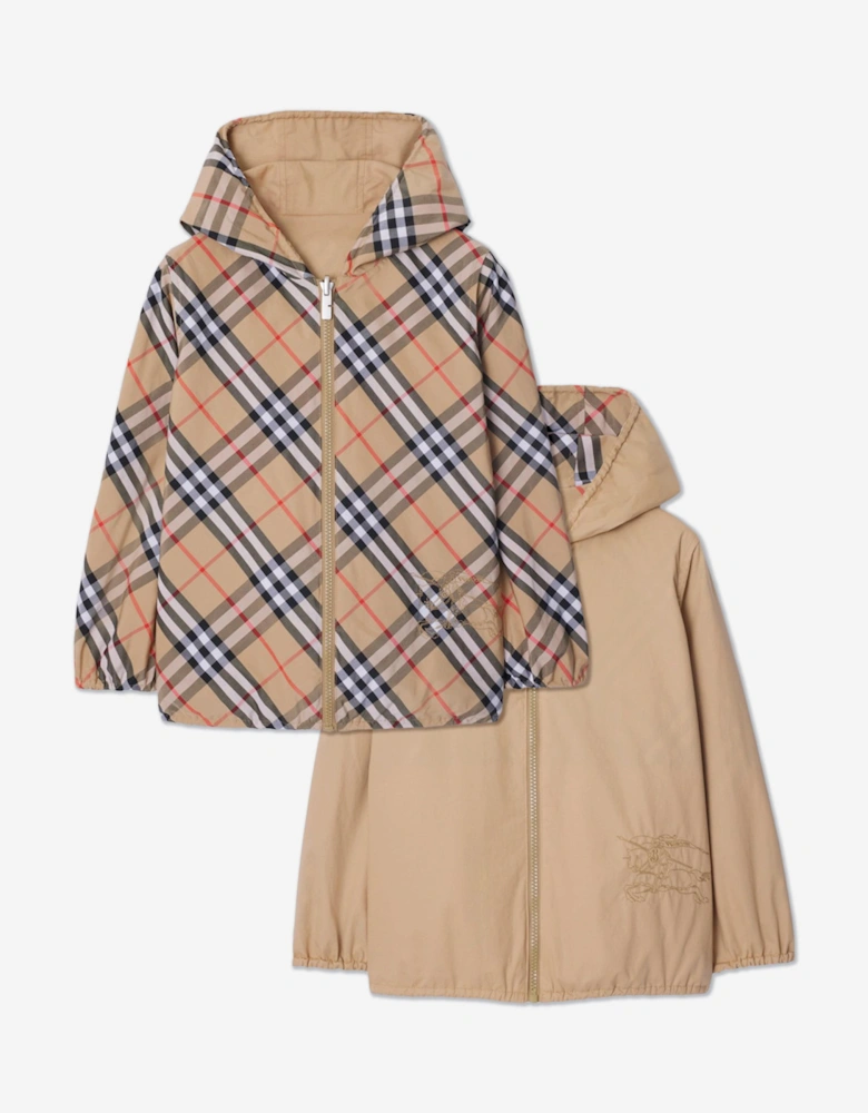 Boys Rufus Check Reversible Jacket in Beige