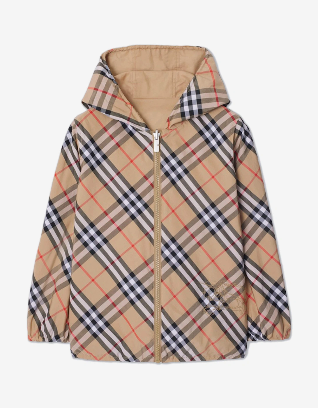 Boys Rufus Check Reversible Jacket in Beige