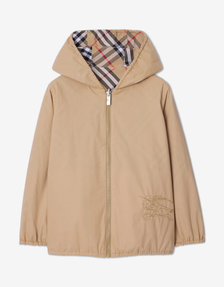 Boys Rufus Check Reversible Jacket in Beige
