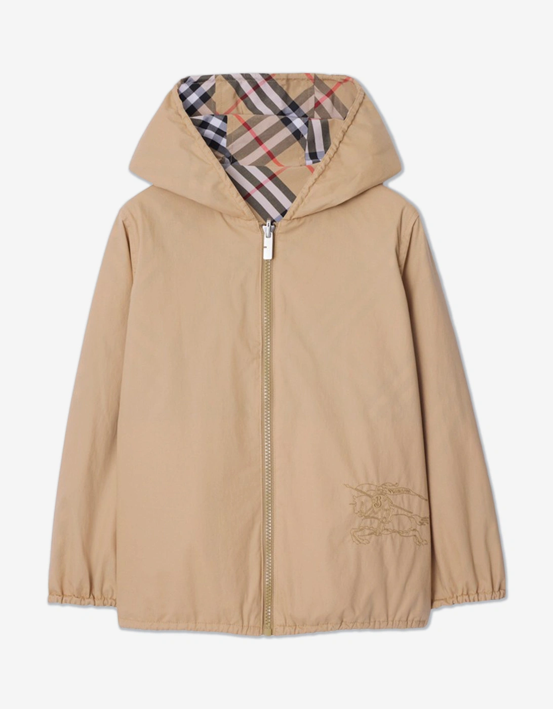 Boys Rufus Check Reversible Jacket in Beige