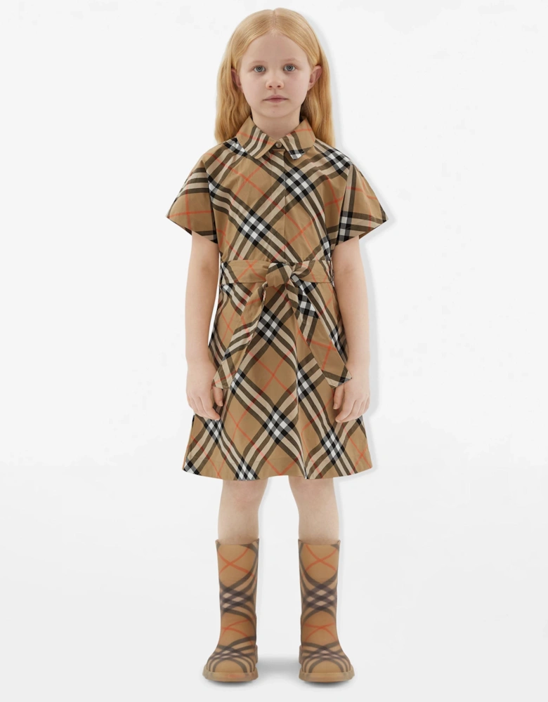 Girls Giulietta Check Dress in Beige