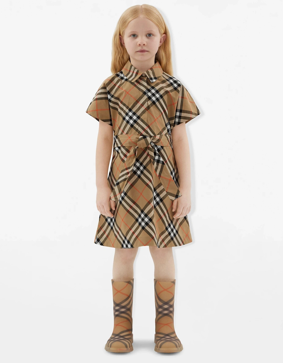 Girls Giulietta Check Dress in Beige, 6 of 5