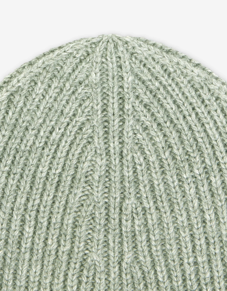 Boys Wool Knitted Logo Beanie in Green