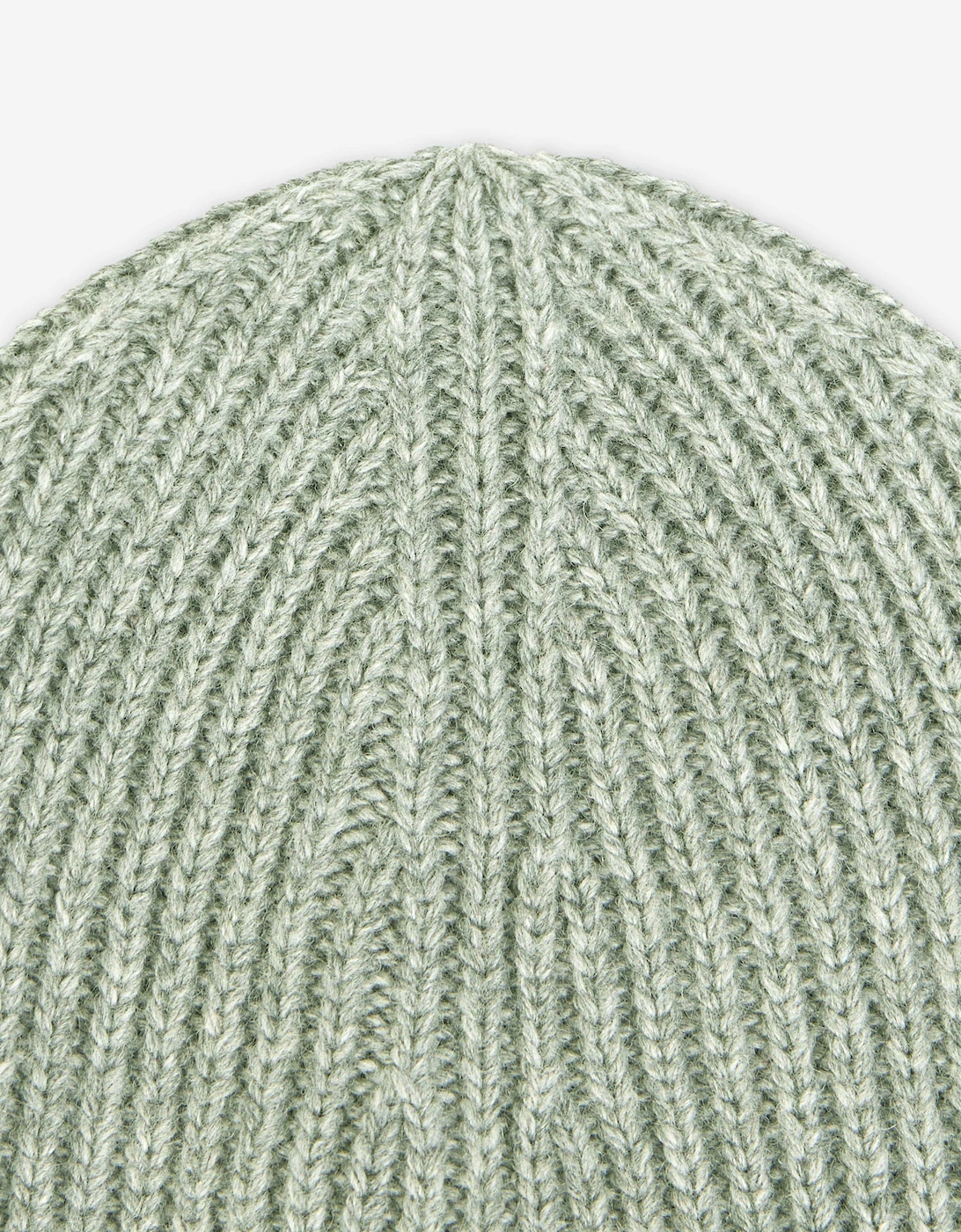 Boys Wool Knitted Logo Beanie in Green