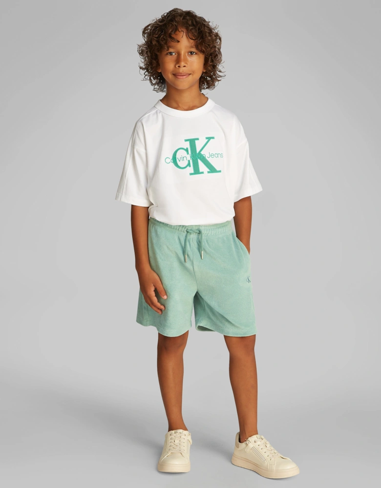 Boys Towelling Texture Shorts in Green