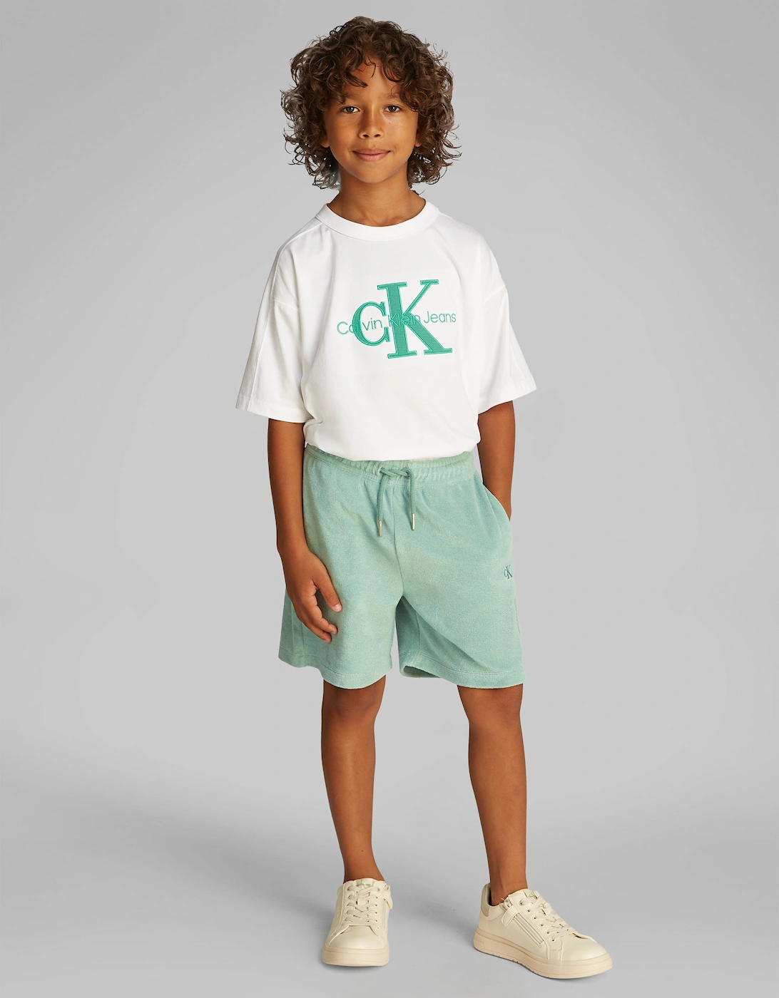 Boys Towelling Texture Shorts in Green