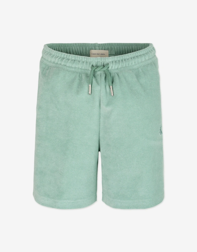 Boys Towelling Texture Shorts in Green