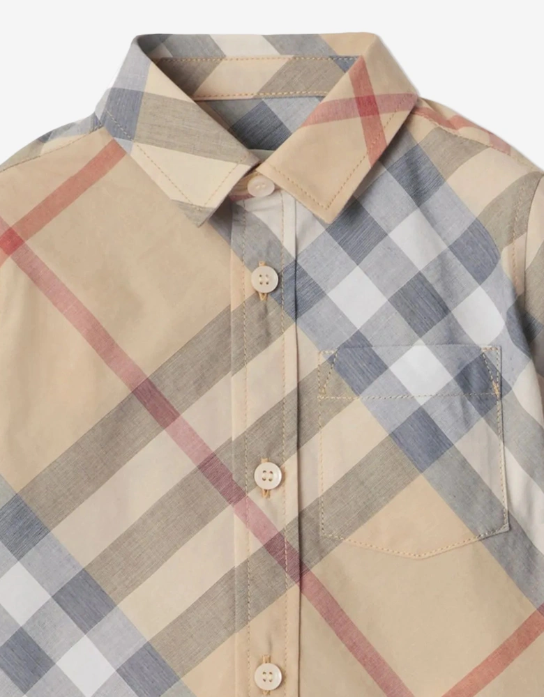 Baby Boys Owen Check Shirt in Beige