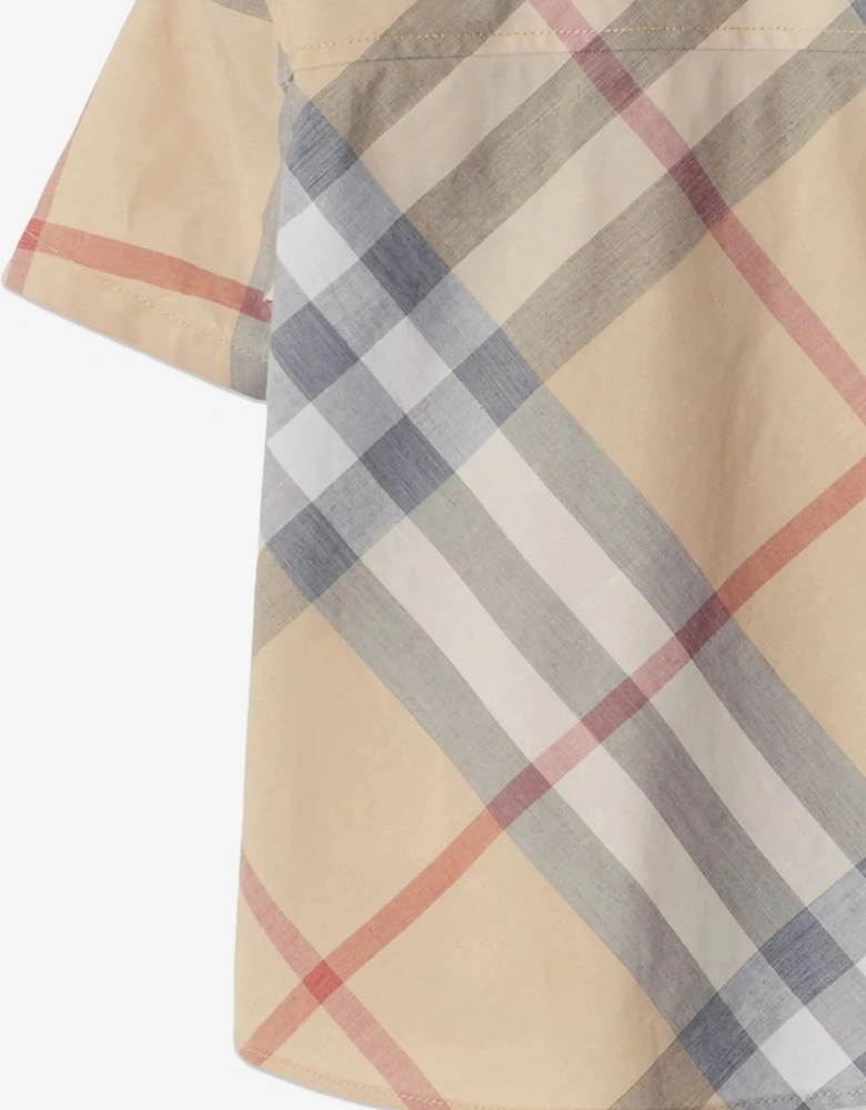 Baby Boys Owen Check Shirt in Beige