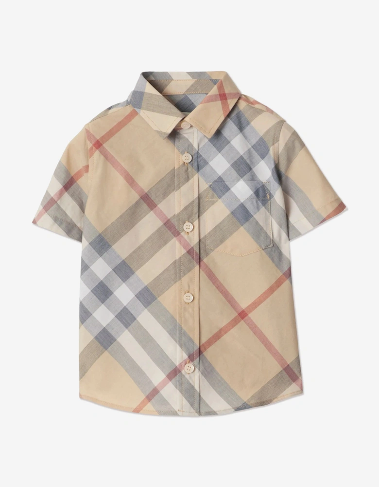 Baby Boys Owen Check Shirt in Beige
