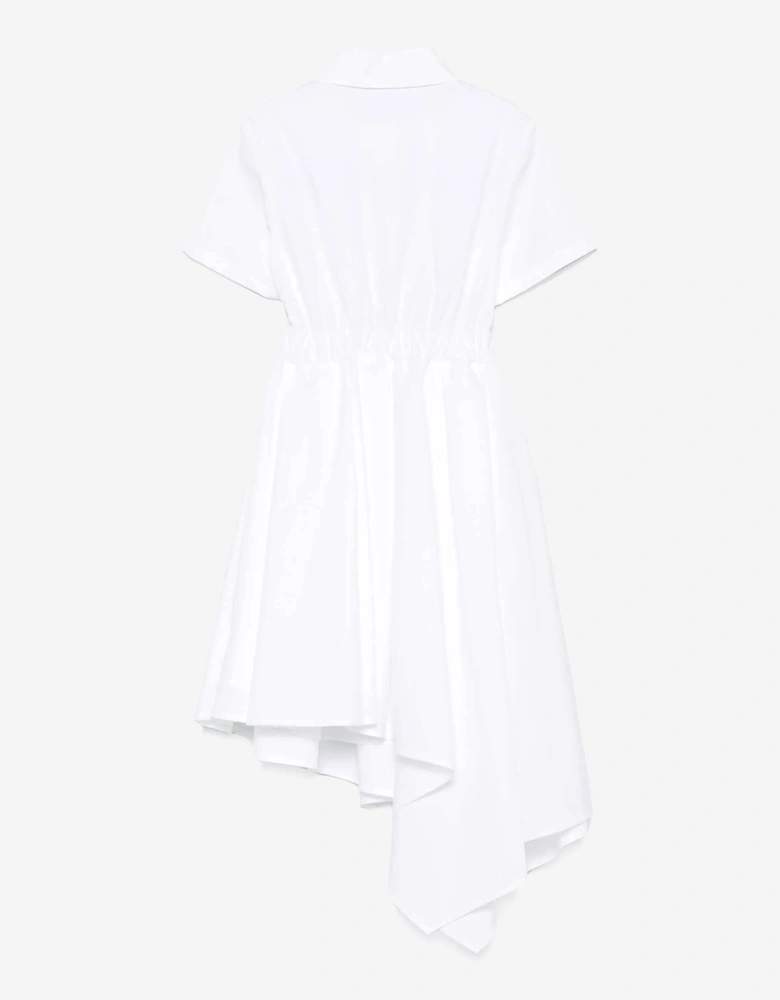 Girls Asymmetrical Shirt Dress in White