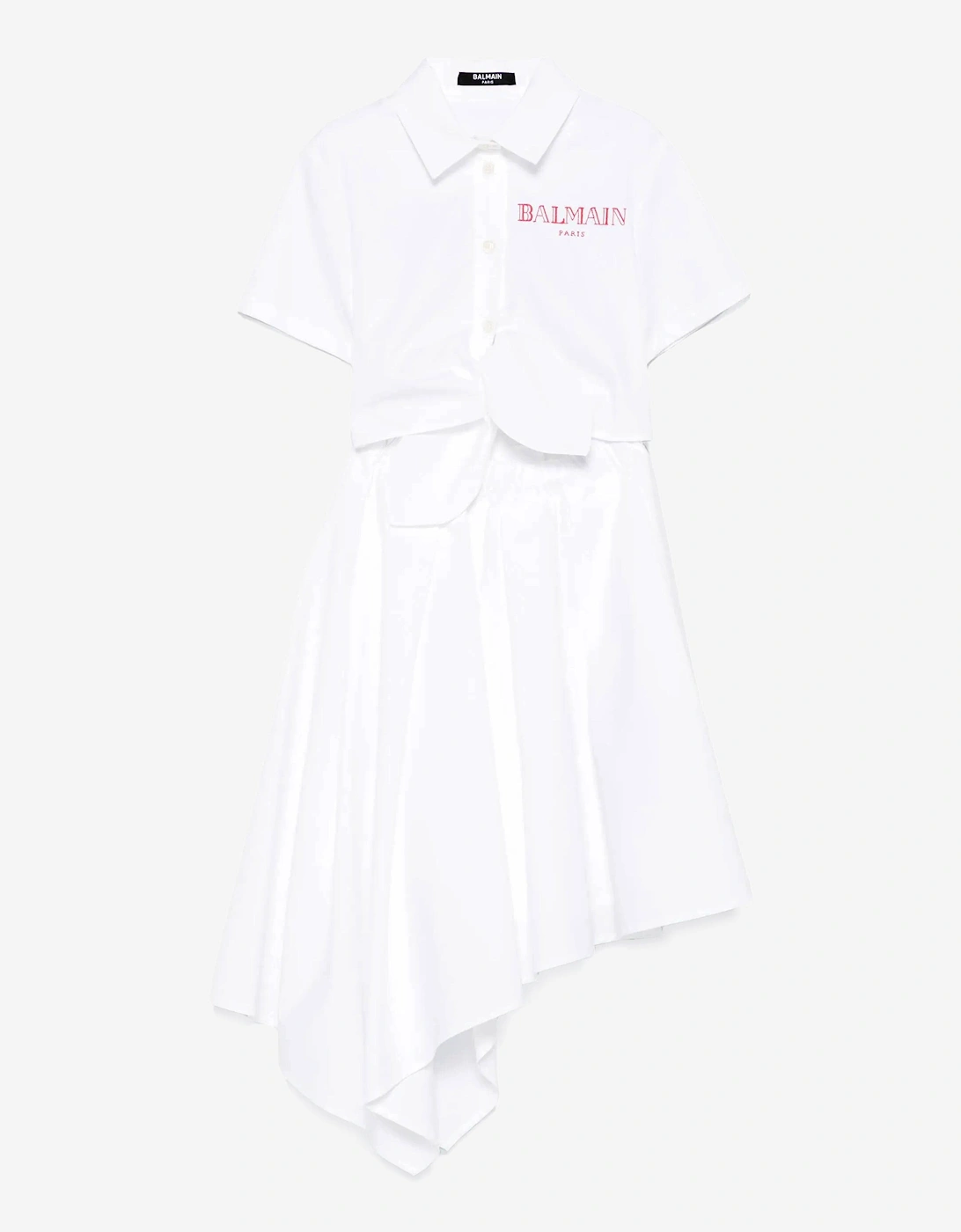 Girls Asymmetrical Shirt Dress in White, 5 of 4