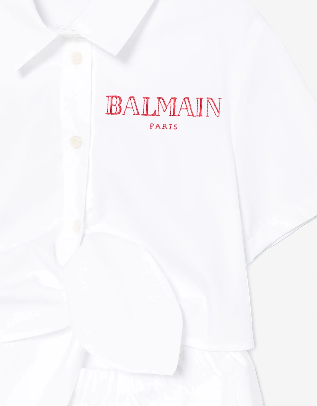 Girls Asymmetrical Shirt Dress in White