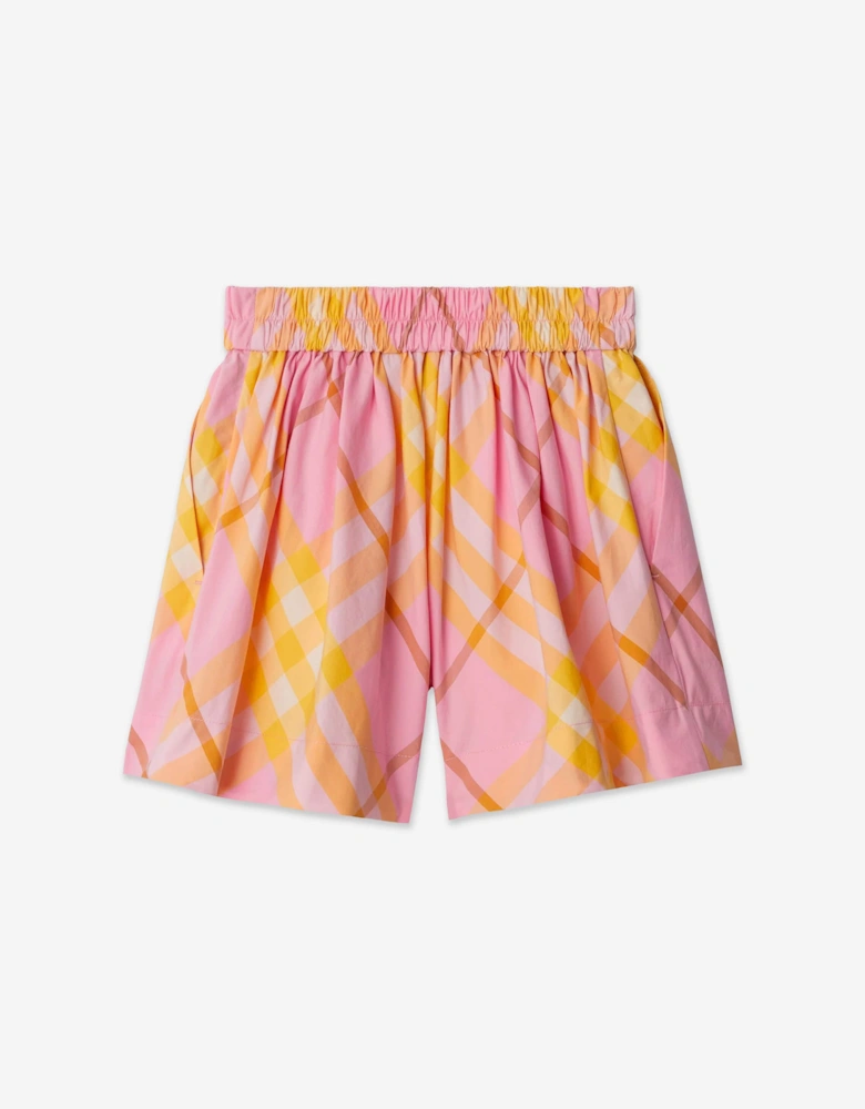 Girls Marcy Check Shorts in Pink