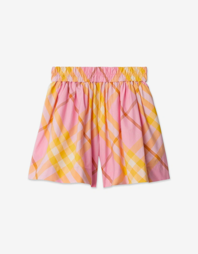 Girls Marcy Check Shorts in Pink