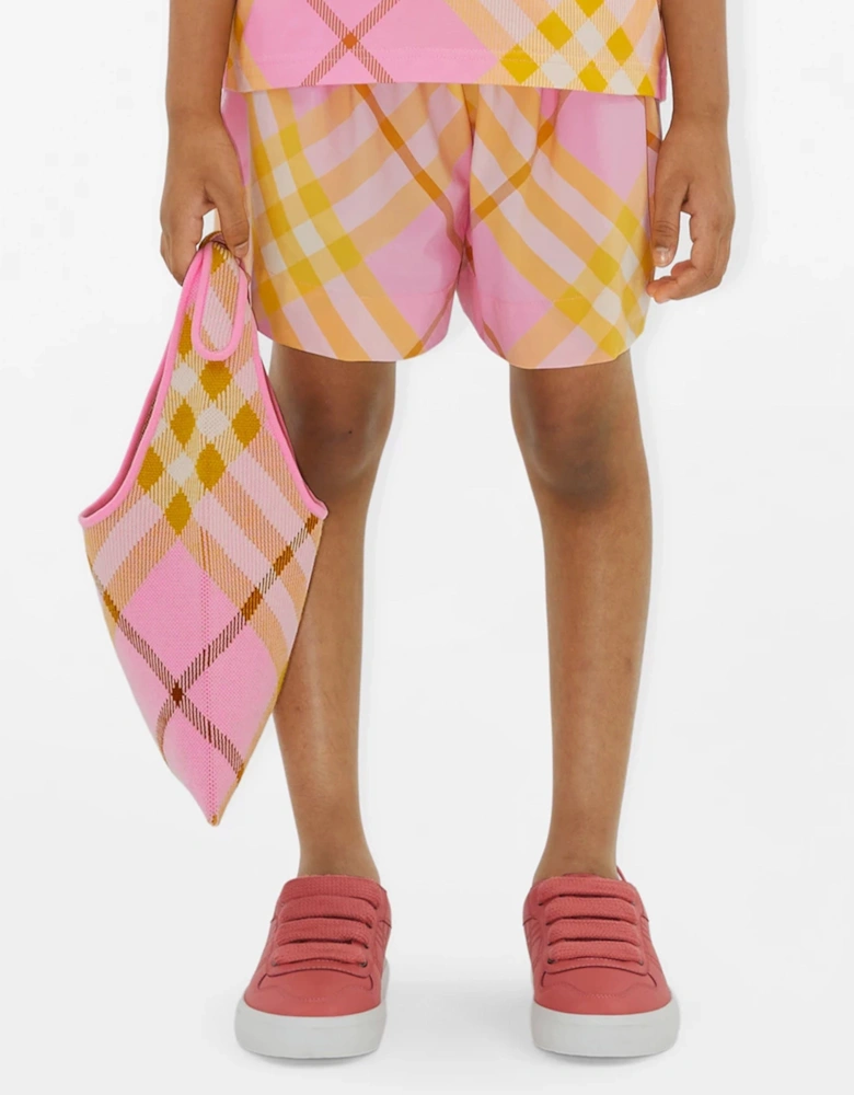 Girls Marcy Check Shorts in Pink