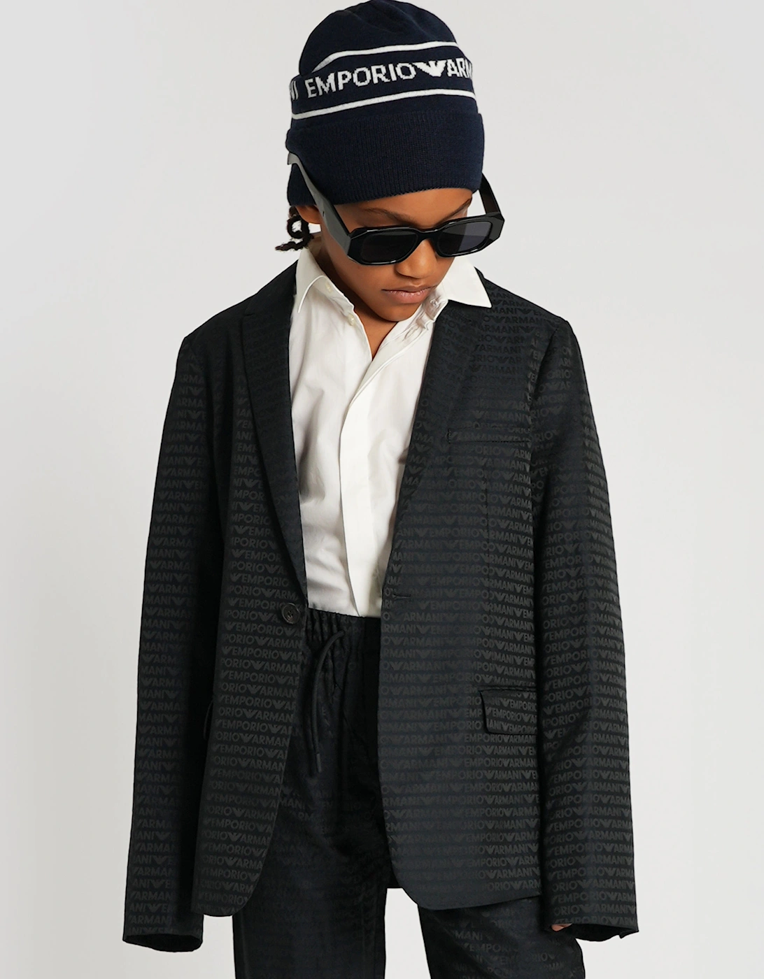 Boys Branded Blazer in Navy, 6 of 5