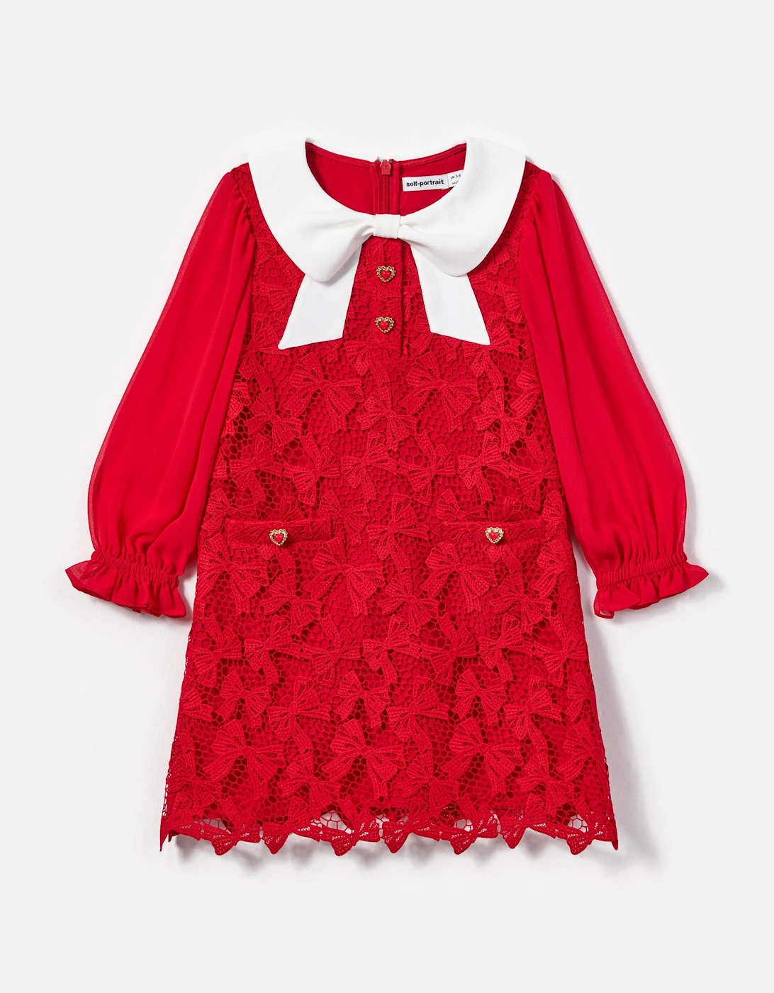Girls Bow Lace Dress in Red, 5 of 4